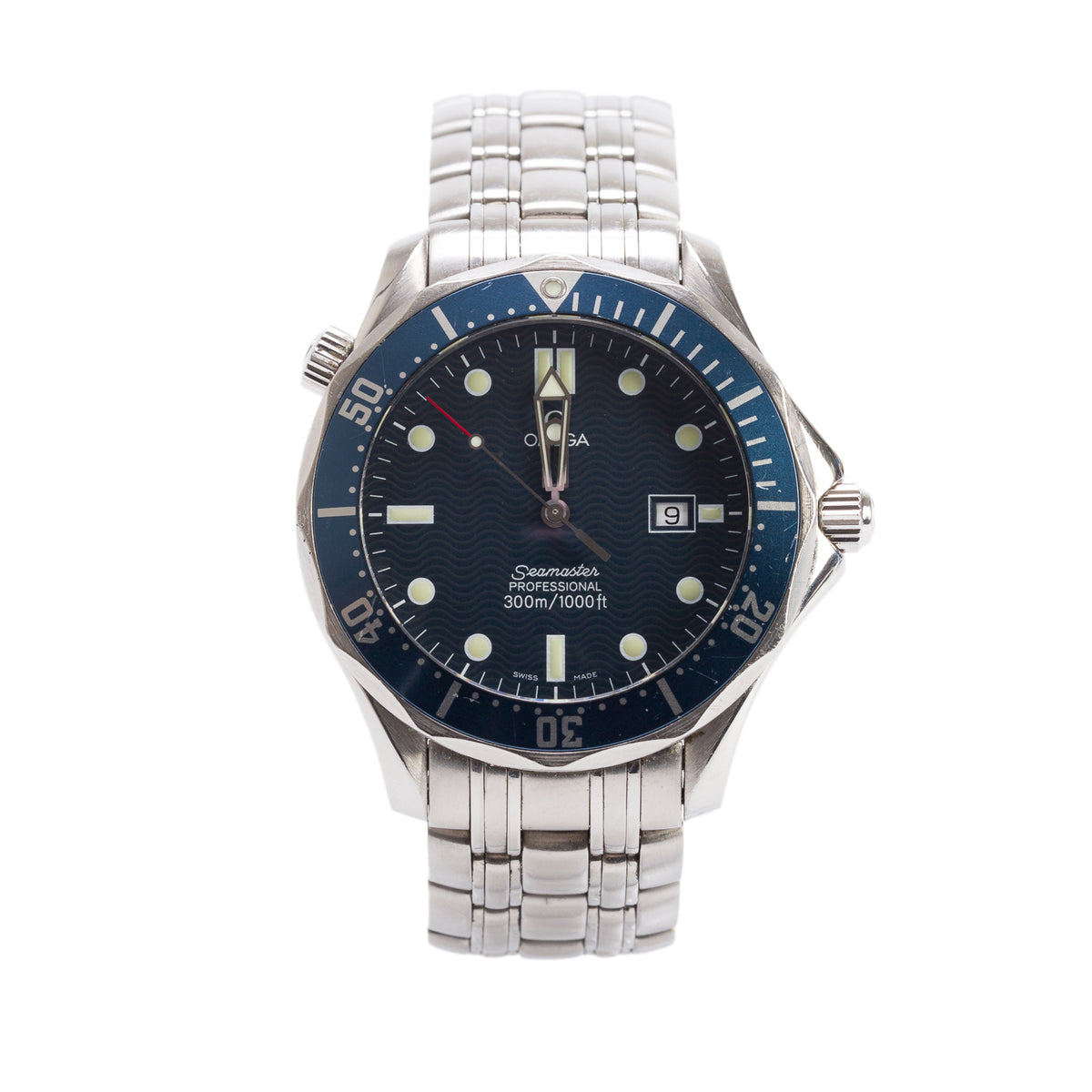 Omega Stainless Steel James Bond Seamaster 300M Professional 41 MM Quartz Watch Blue Dial w/ Box & Papers