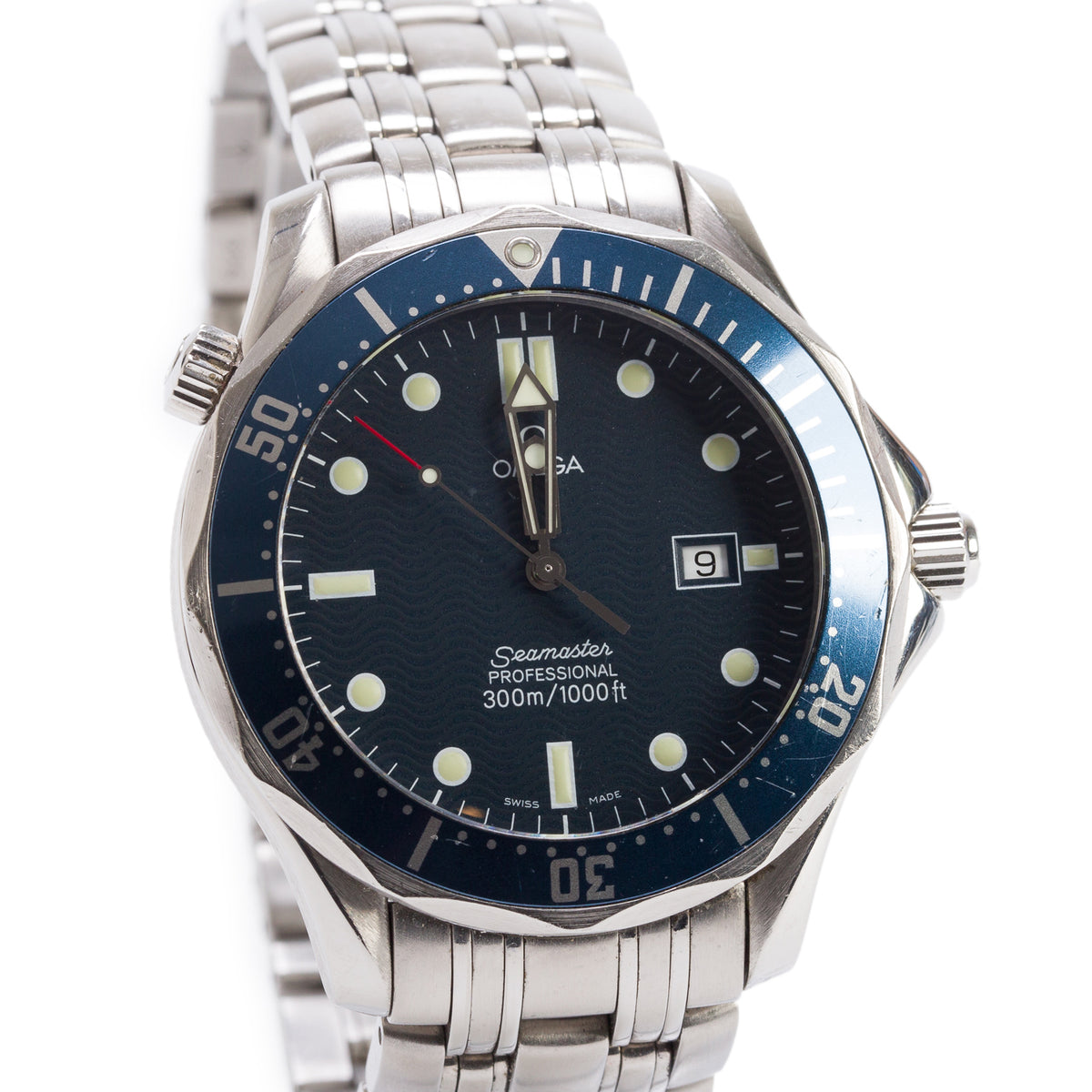 Omega Stainless Steel James Bond Seamaster 300M Professional 41 MM Quartz Watch Blue Dial w/ Box & Papers