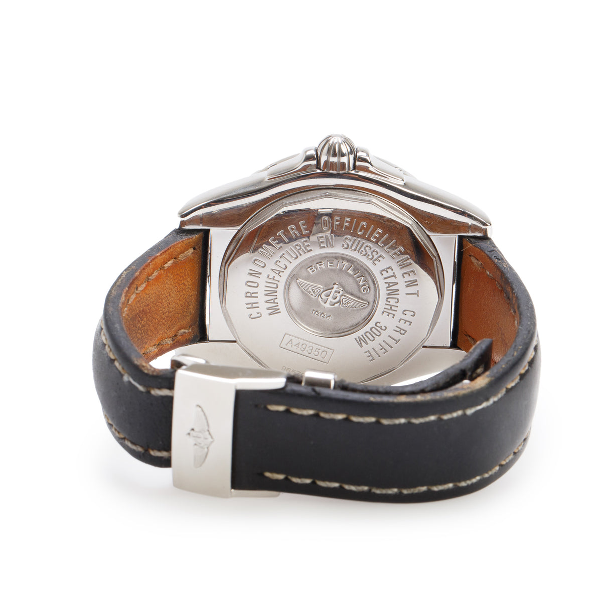 Breitling Stainless Steel Galactic Cockpit 41 MM Automatic Watch Black Dial A49350