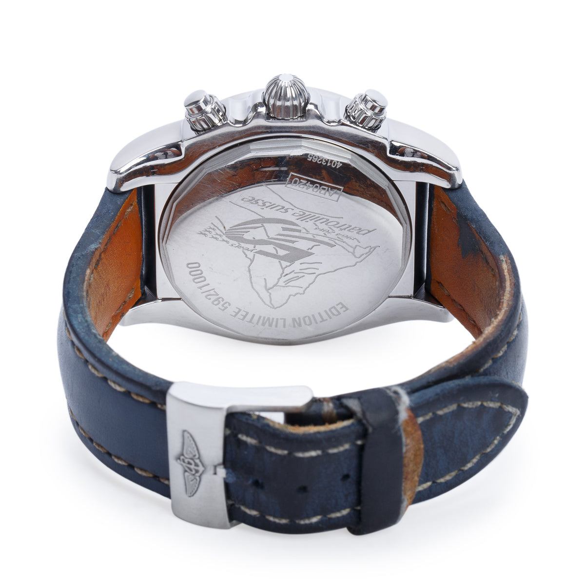 Breitling Limited Edition "Patrouille Suisse" Stainless Steel Chronomat 44 MM Automatic Chronograph GMT Watch Black Dial AB0420 w/ Box
