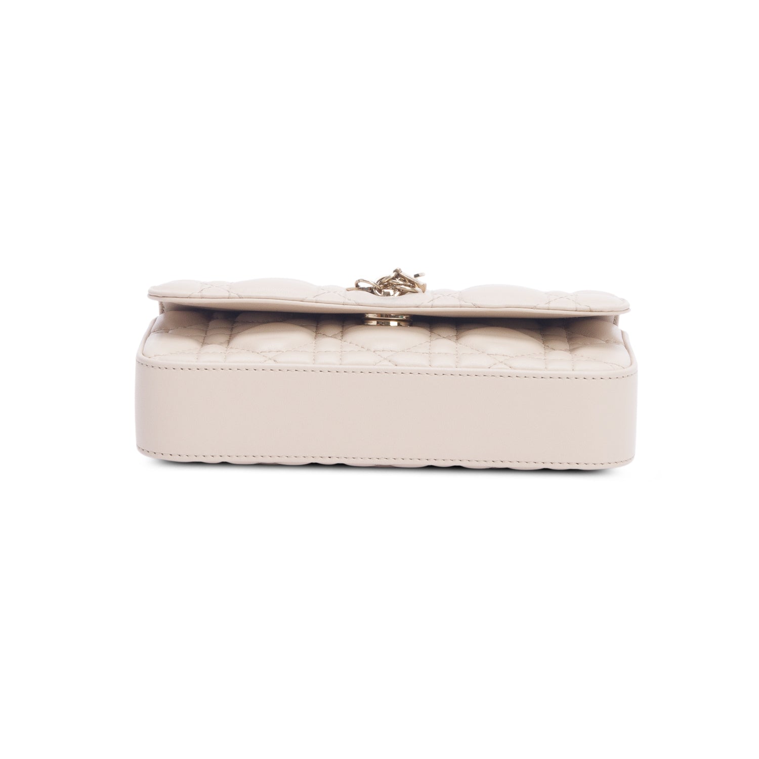 Christian Dior 2023 Beige Lambskin Cannage Dior Talk Phone Pouch w/ Box & Chain