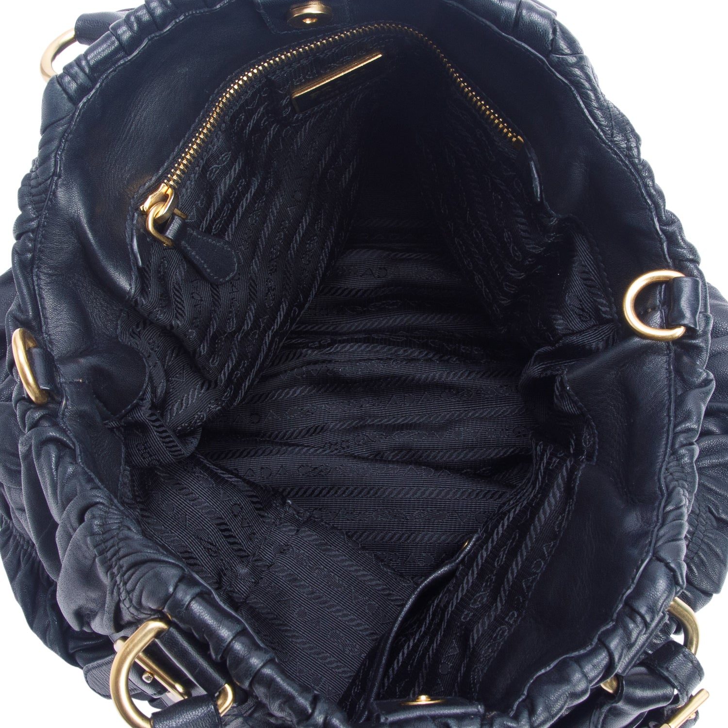 Prada Black Nappa Gaufre Antik Tote