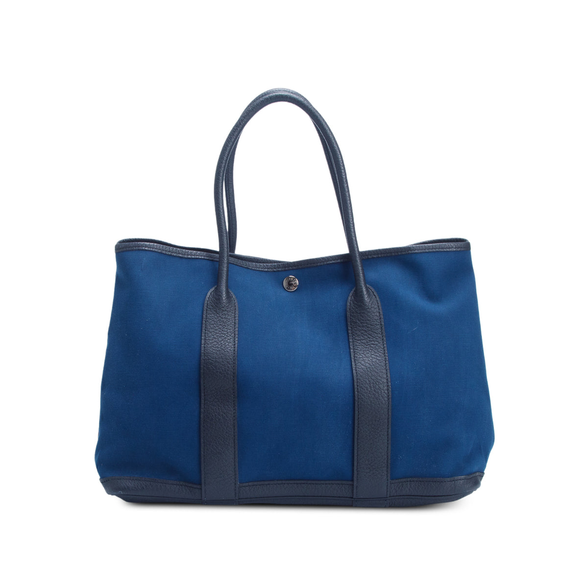 Hermes Bleu Marine Noir Toile Negonda Garden Party 36 MM Tote