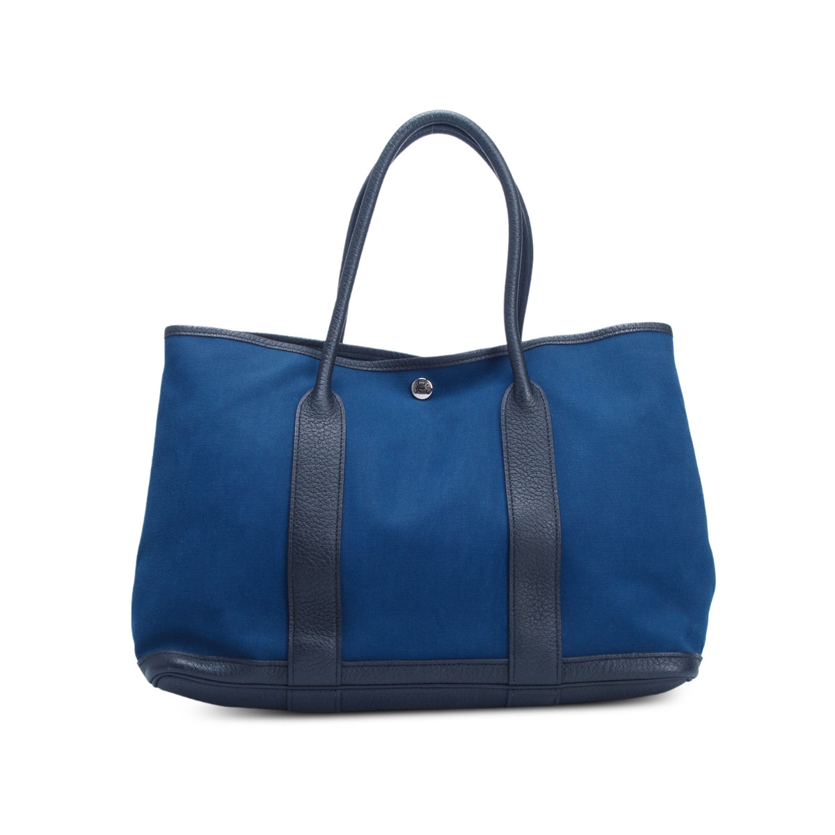 Hermes Bleu Marine Noir Toile Negonda Garden Party 36 MM Tote