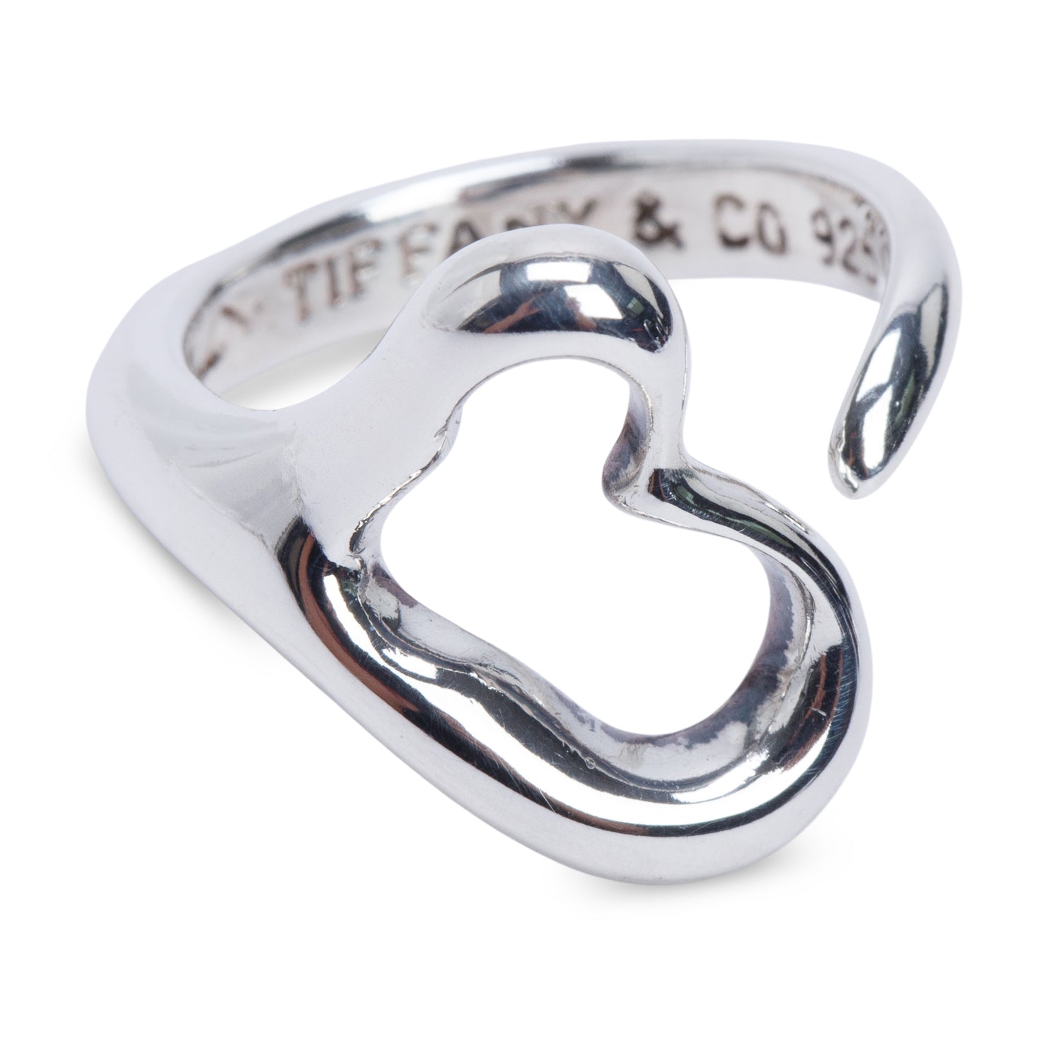 Tiffany & Co. Elsa Peretti Sterling Silver Open Heart Ring, Size 5