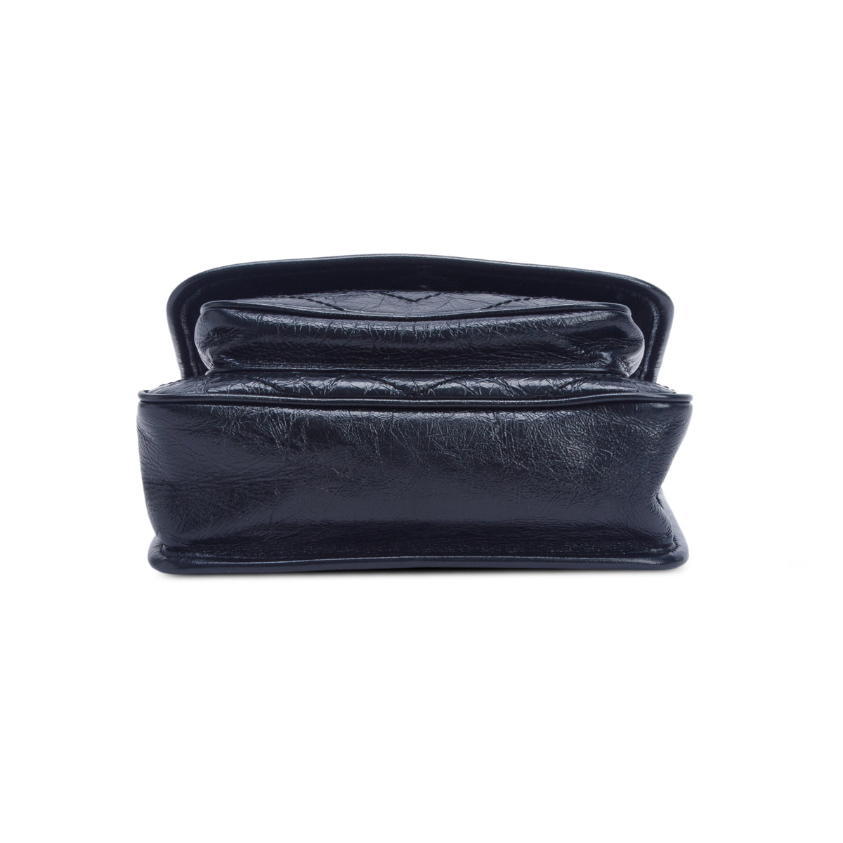 Saint Laurent 2022 Black Crinkled Calfskin Matelasse Leather Baby Niki Shoulder Bag