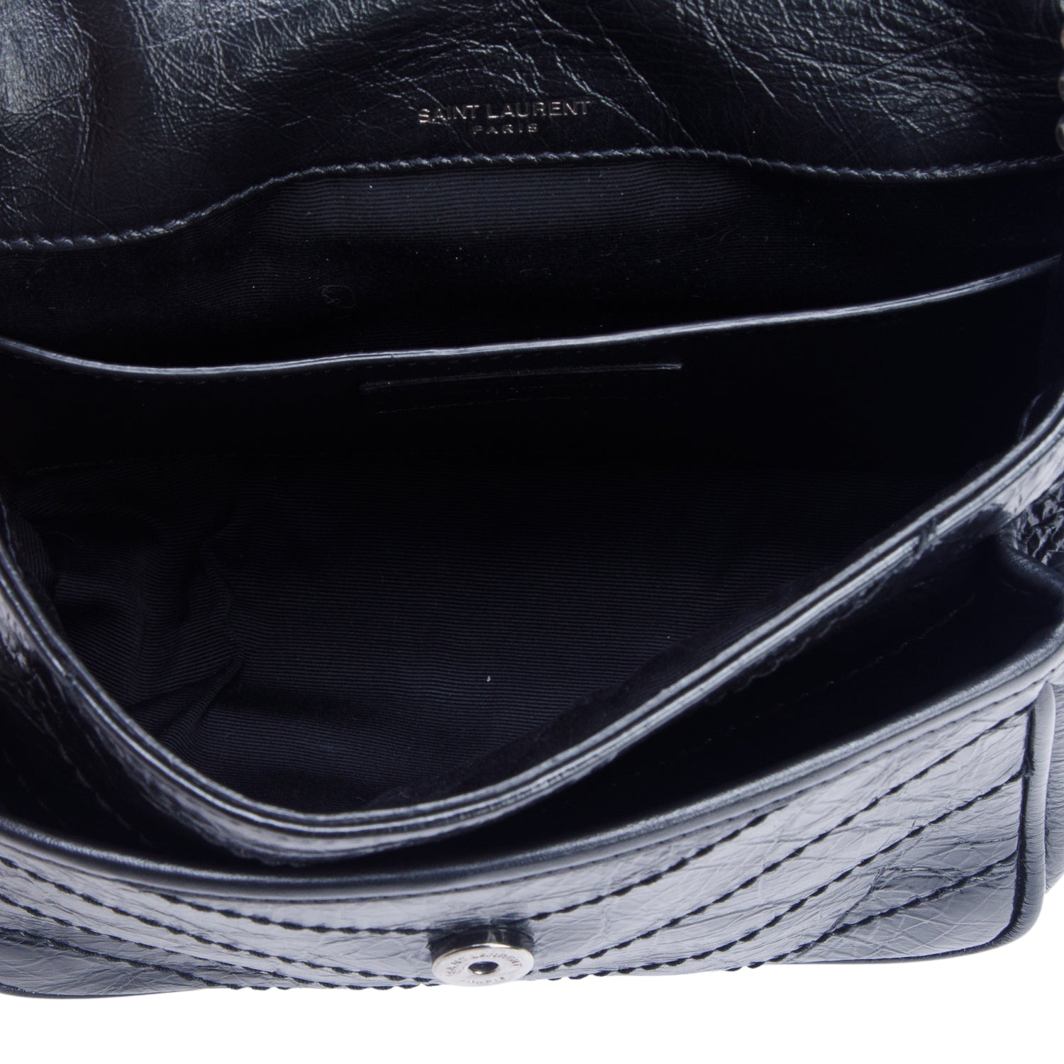 Saint Laurent 2022 Black Crinkled Calfskin Matelasse Leather Baby Niki Shoulder Bag