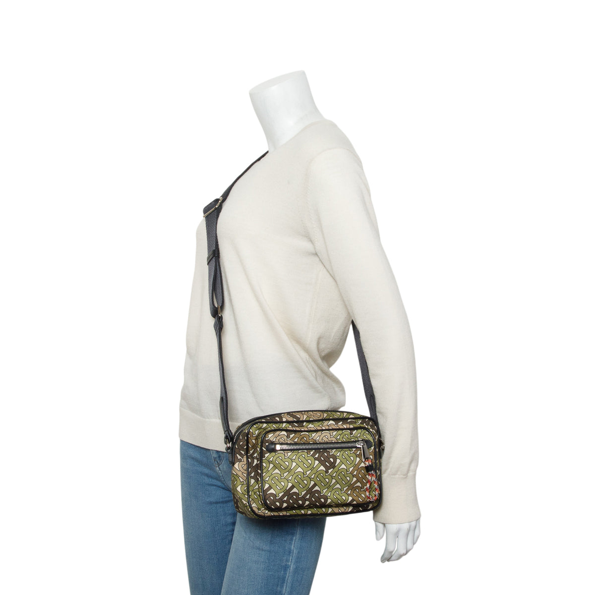 Burberry Green Nylon Monogram Crossbody Bag