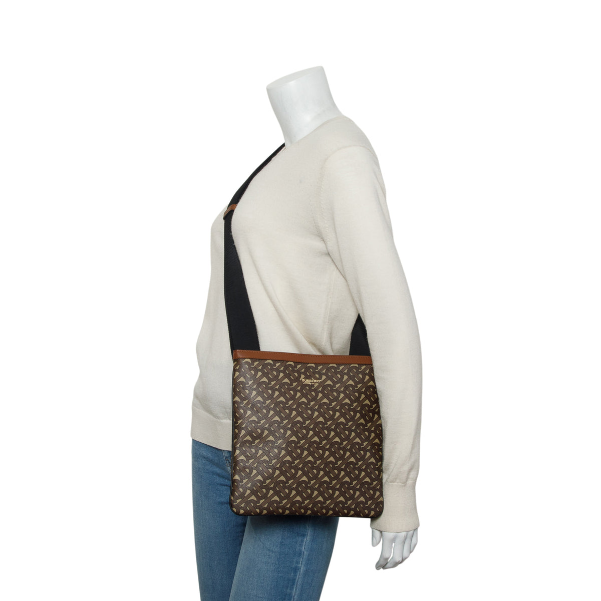 Burberry Brown E-Canvas Monogram Messenger Bag