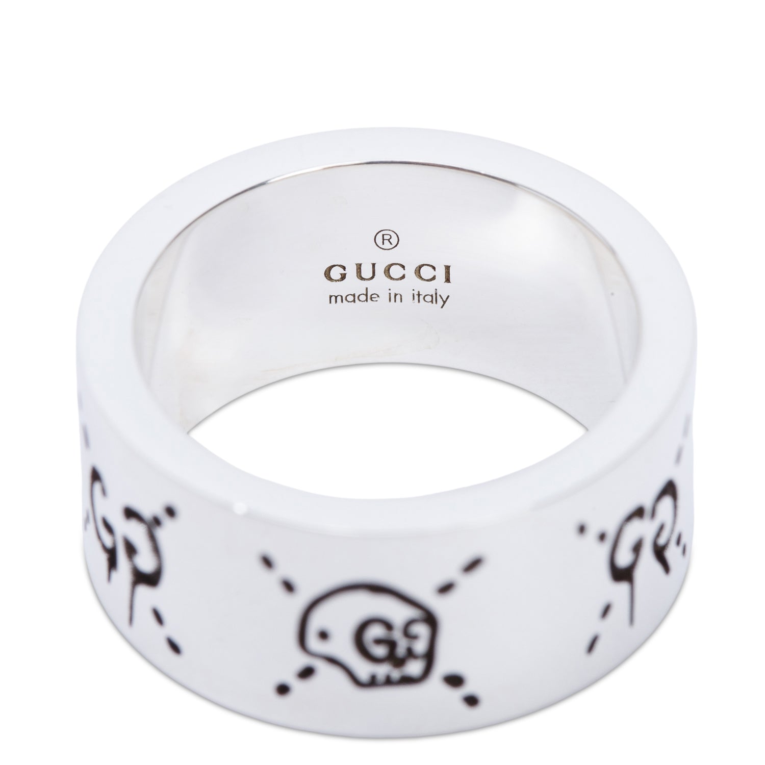 Gucci Sterling Silver Wide 9 MM Ghost Ring, Size 11 5.5