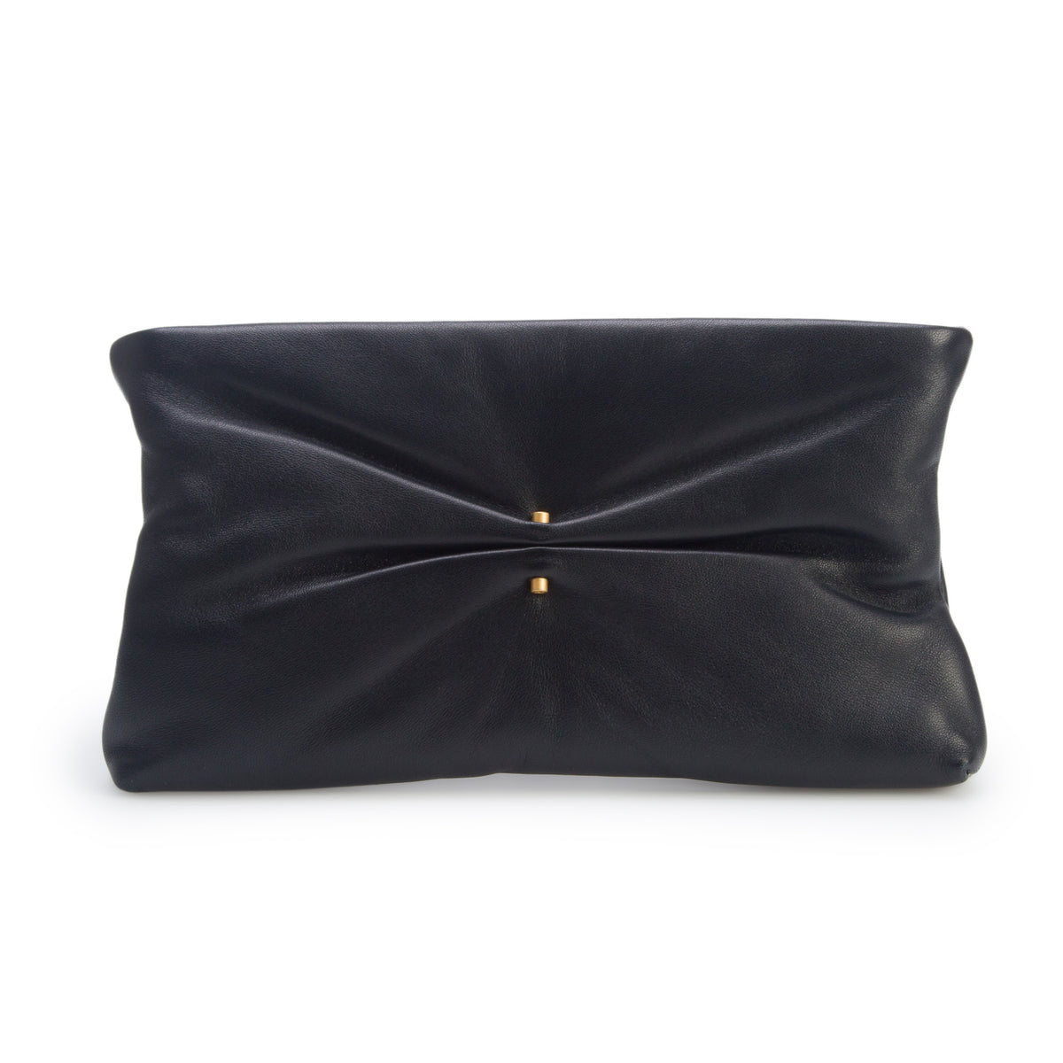 Chanel Black Shiny Lambskin Pearl Clutch w/ Box