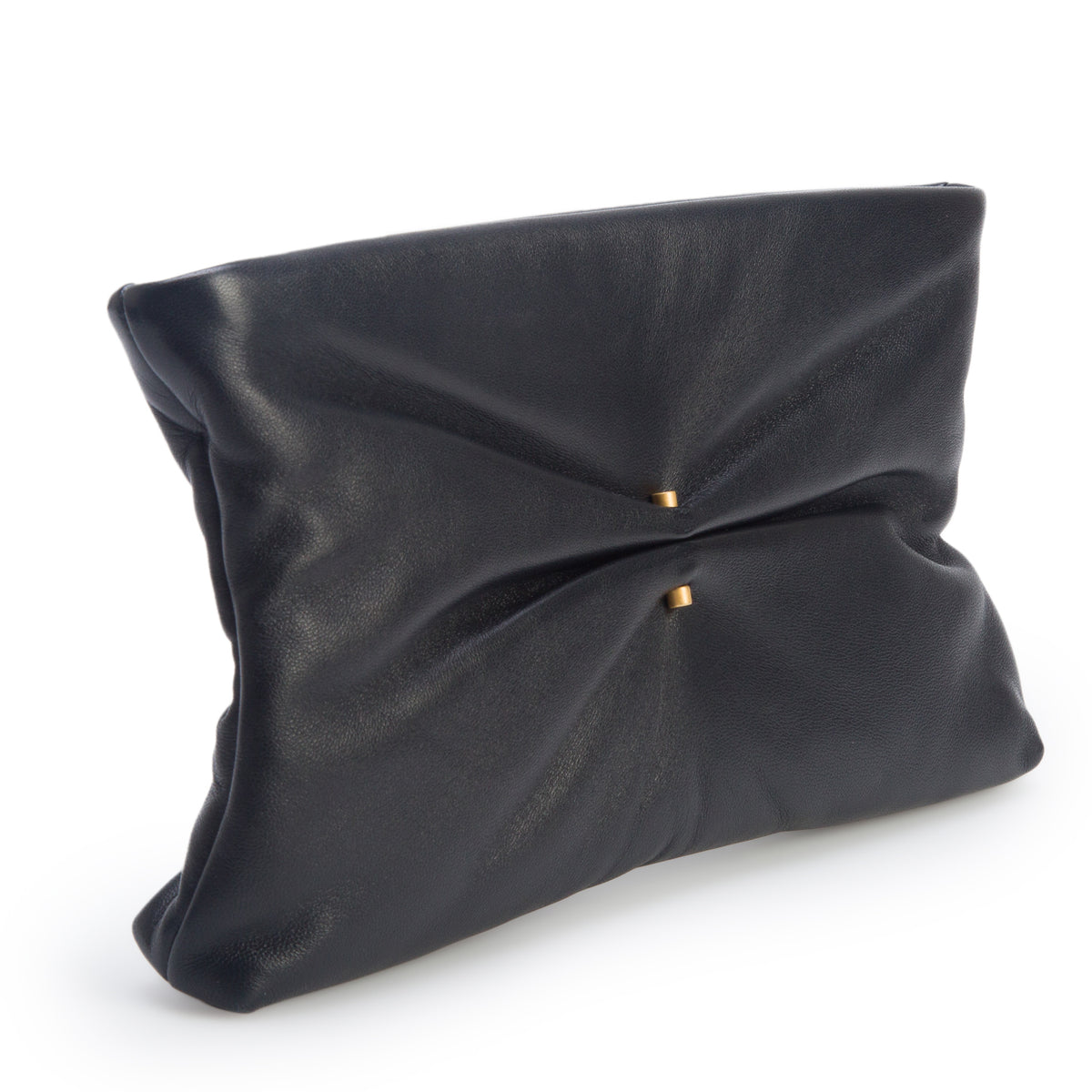 Chanel Black Shiny Lambskin Pearl Clutch w/ Box