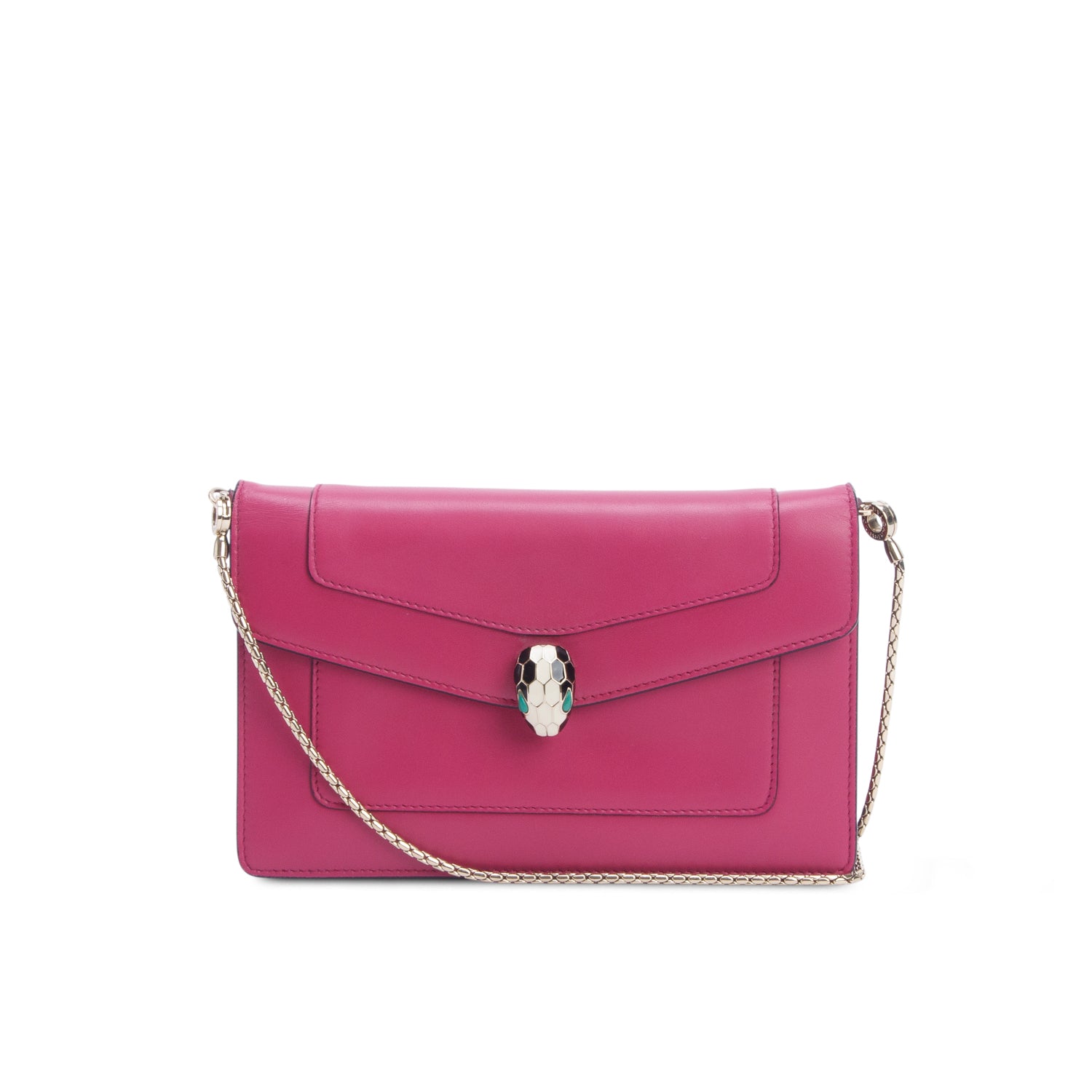 Bulgari Pink Calfskin Serpenti Forever Chain Pochette w/ Box