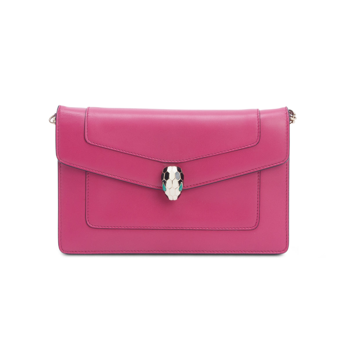 Bulgari Pink Calfskin Serpenti Forever Chain Pochette w/ Box
