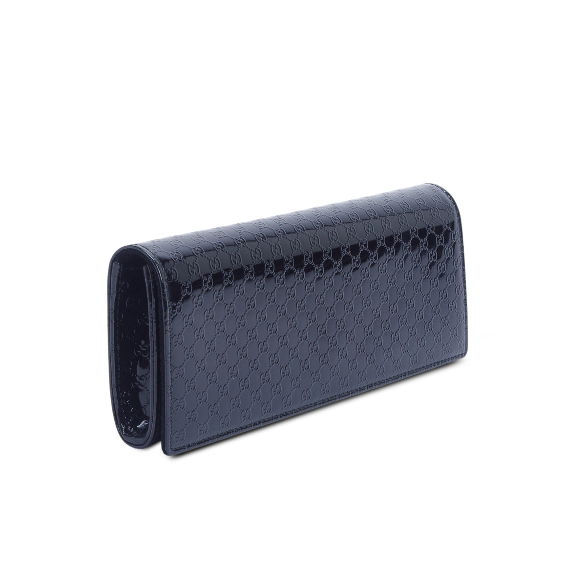 Gucci Black Patent Leather Signature Small Broadway Clutch