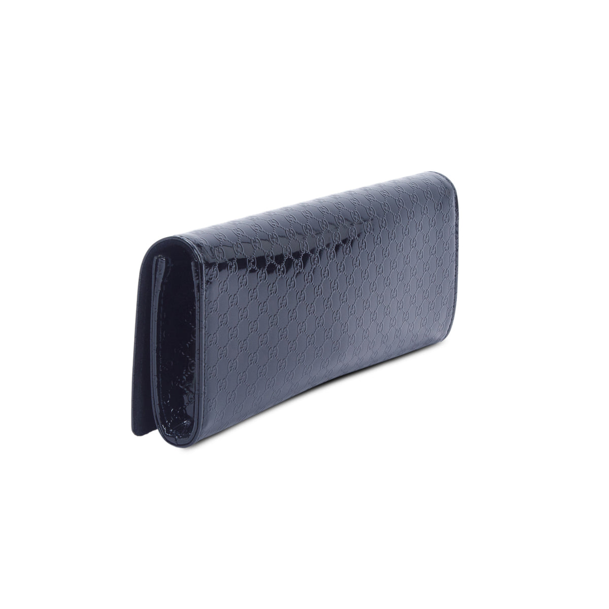 Gucci Black Patent Leather Signature Small Broadway Clutch