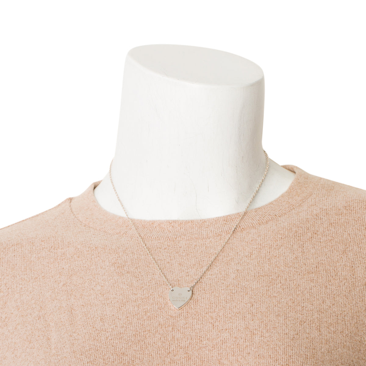 Gucci Sterling Silver Trademark Heart Pendant Necklace