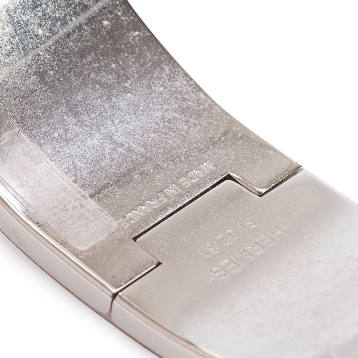 Hermes Palladium-Plated White/Silver 'Bijoux Trompe l'Oeil' Enamel Clic Clac H Bracelet w/ Box