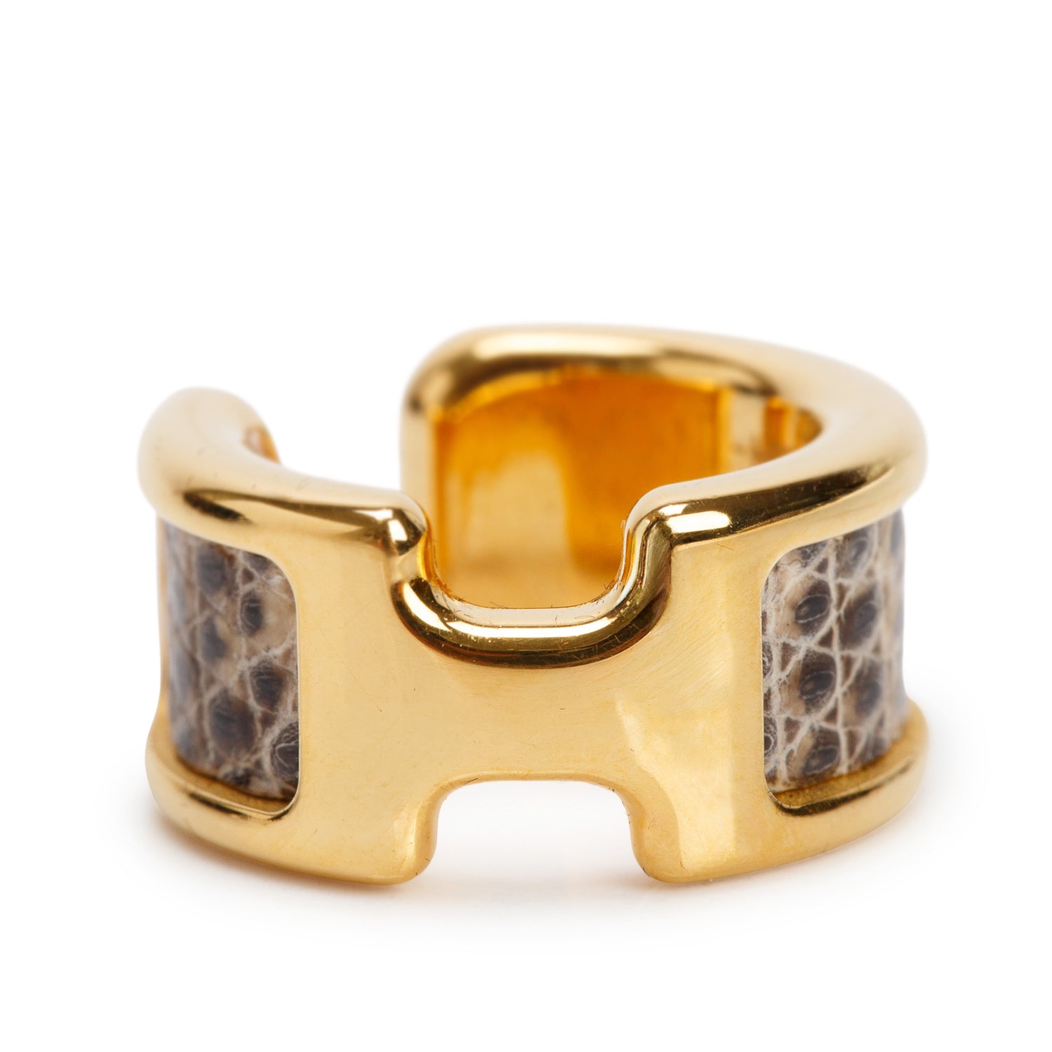 Hermes Gold Plated Ombre Lizard Olympe Ear Cuff, Small Model