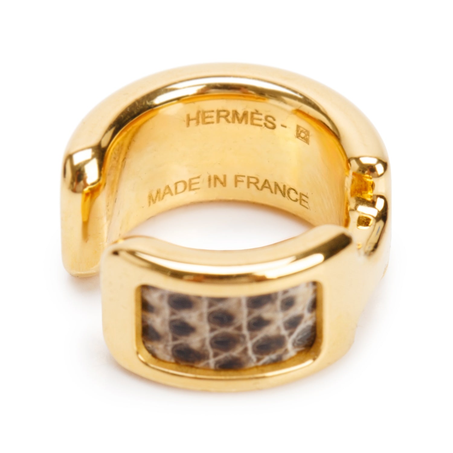 Hermes Gold Plated Ombre Lizard Olympe Ear Cuff, Small Model
