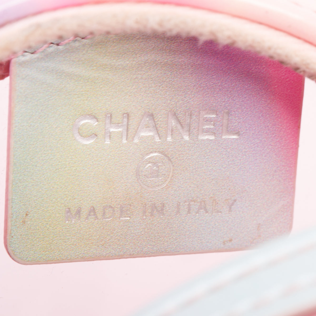 Chanel Pink PVC Patent Leather Round Filigree Chain Clutch w/ Box & Authenticity Card