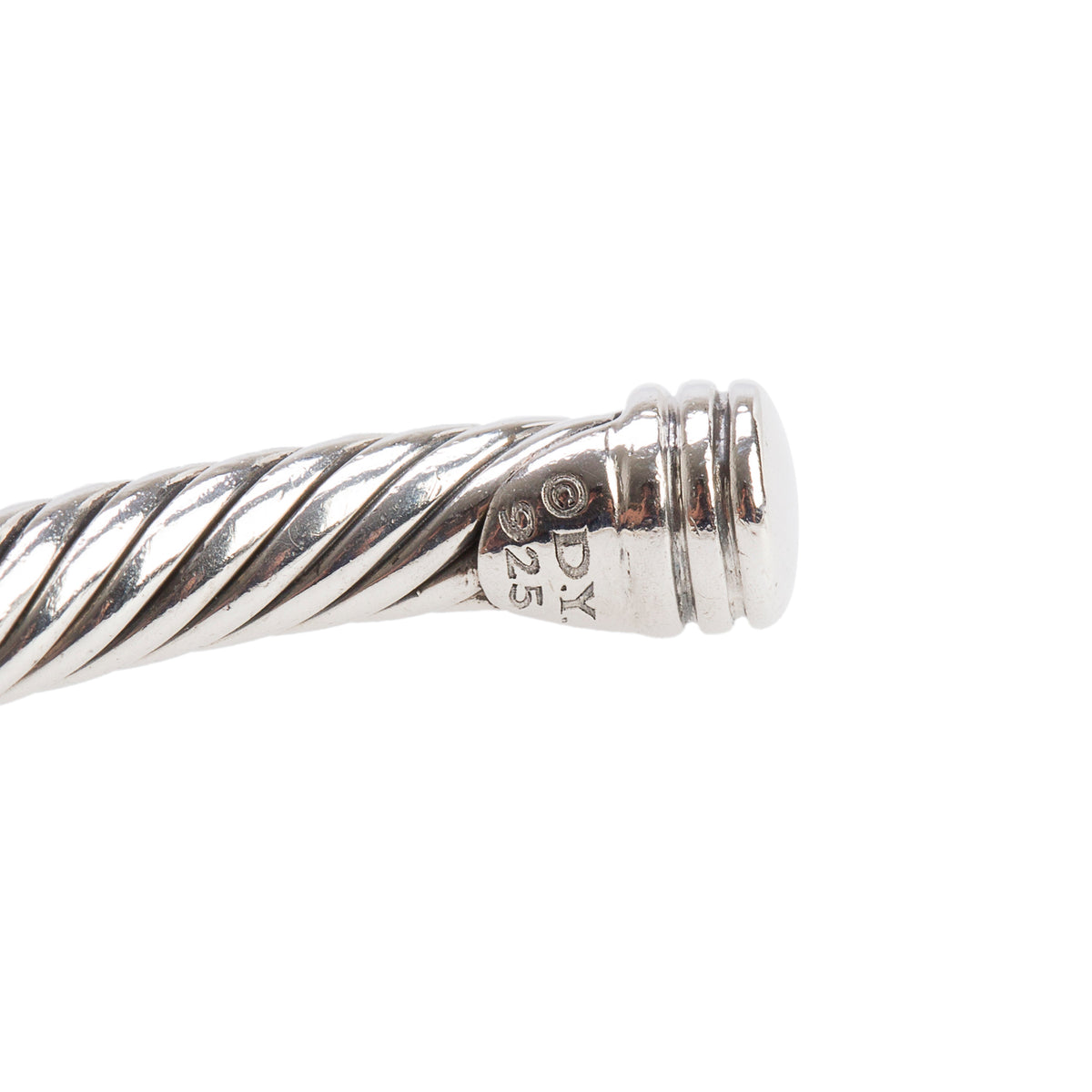 David Yurman Sterling Silver Cable Flex Diamond X Station 4MM Cable Cuff Bracelet