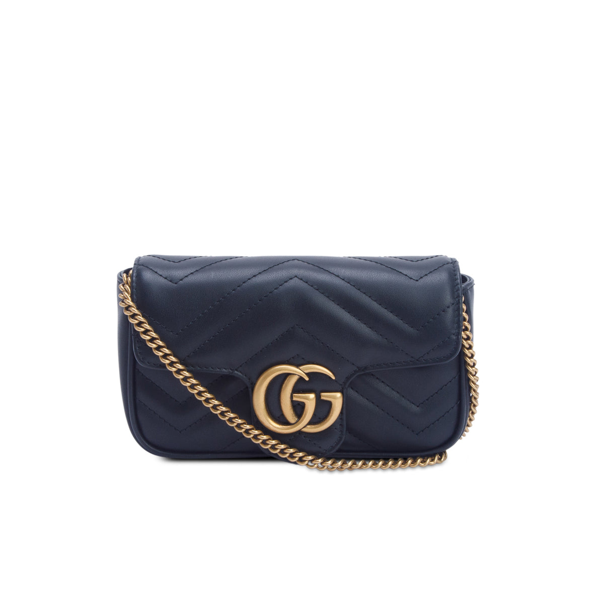 Gucci Black GG Marmont Matelasse Leather Super Mini Bag
