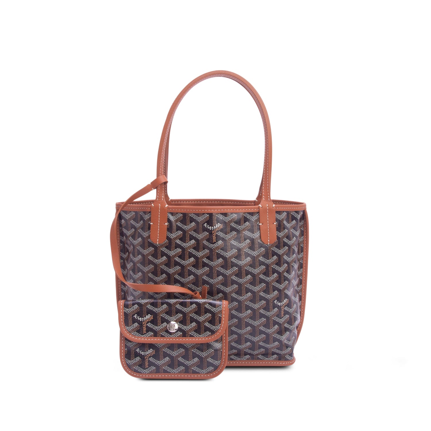 Goyard 2025 Brown Monogram Reversible Mini Anjou w/ Pouch