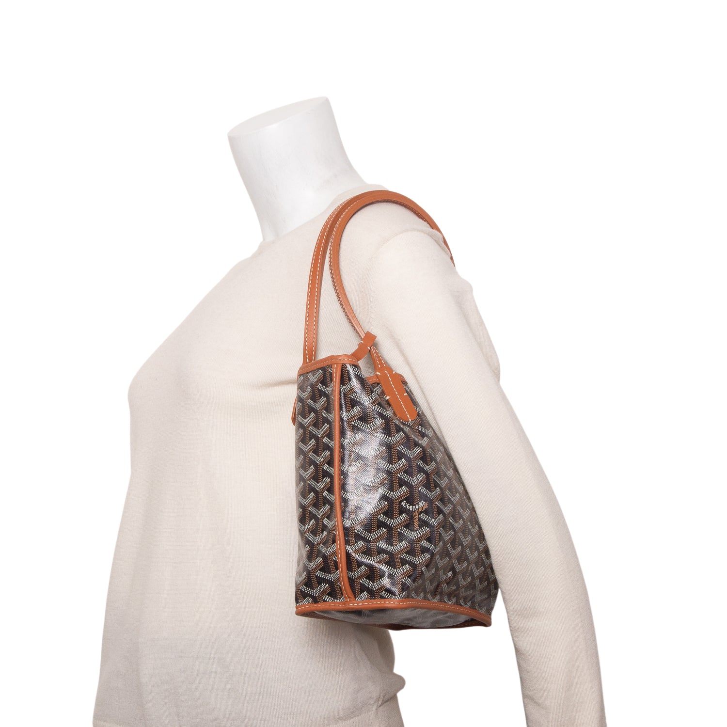 Goyard 2025 Brown Monogram Reversible Mini Anjou w/ Pouch