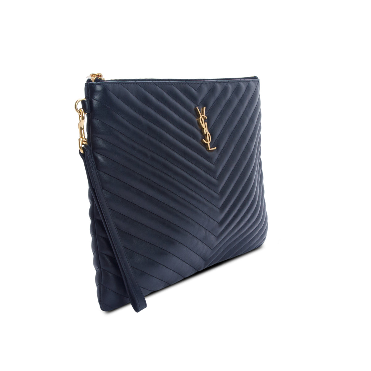 Saint Laurent Black Lambskin Cassandre Matelasse Document Holder