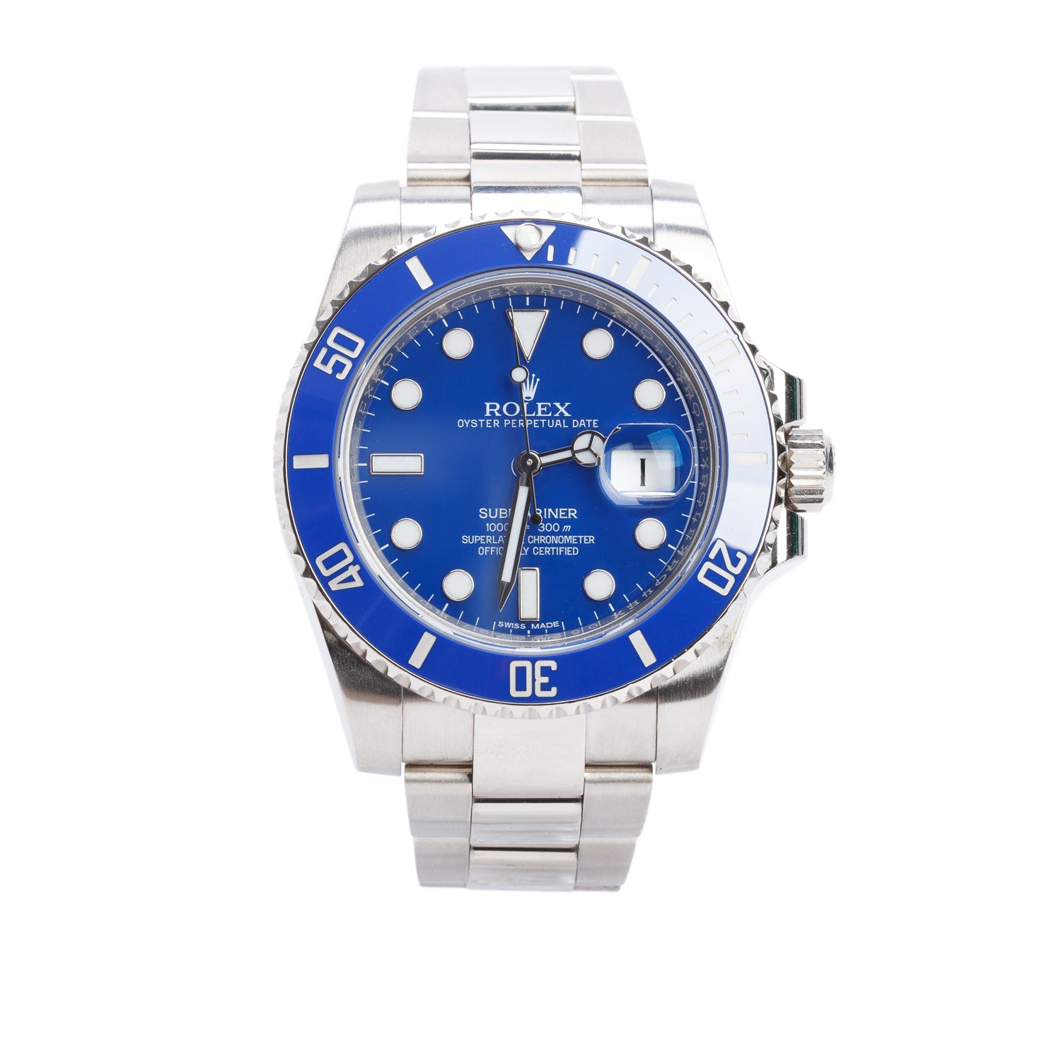 Rolex 2020 18k White Gold Submariner Date 'Smurf' 41 MM Automatic Watch Blue Dial 116619LB w/ Box & Papers