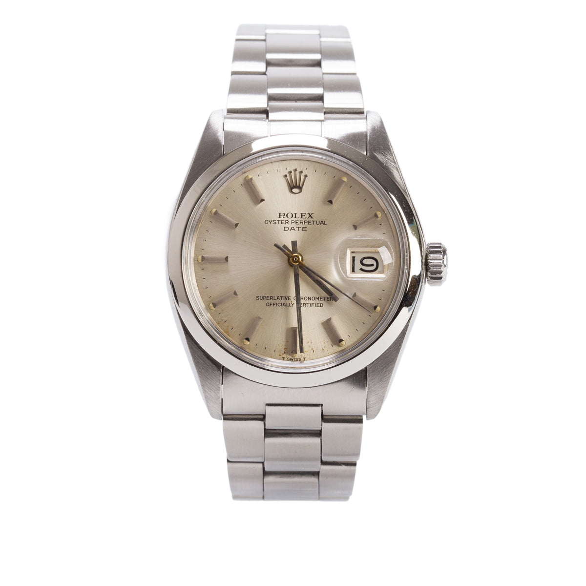 Rolex Stainless Steel Oyster Perpetual Date 34 MM Watch Silver Dial 1500