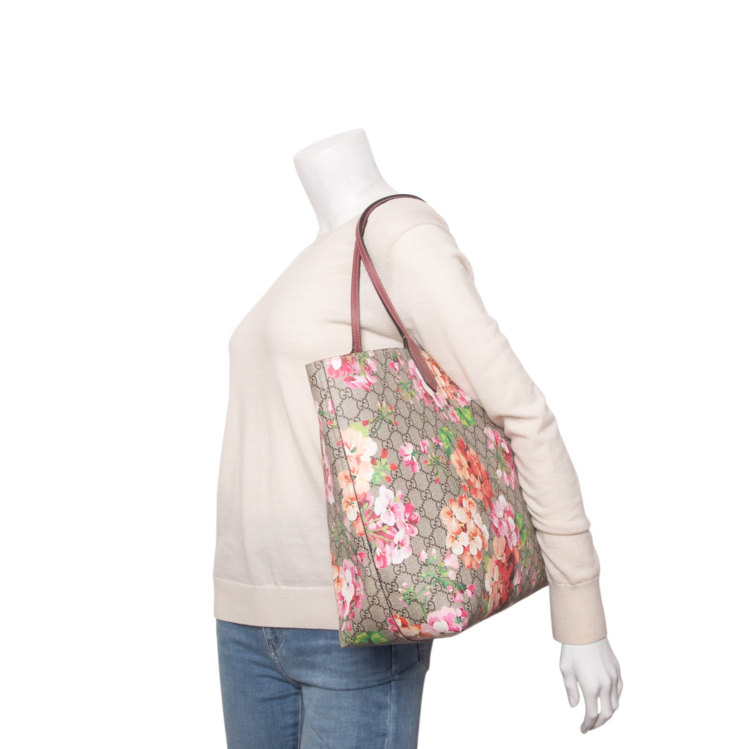 Gucci GG Supreme Monogram Blooms Medium Reversible Tote