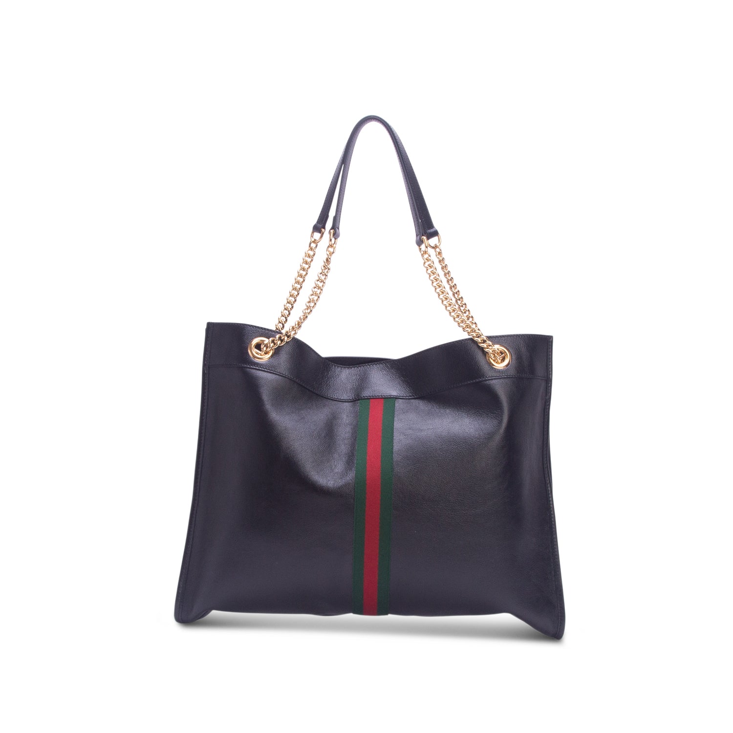Gucci Black Calfskin Large Rajah Chain Tote w/ Pouch