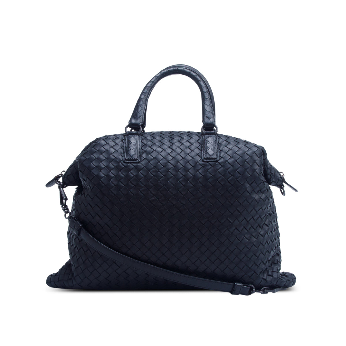 Bottega Veneta Black Nappa Intrecciato Medium Convertible Tote w/ Strap