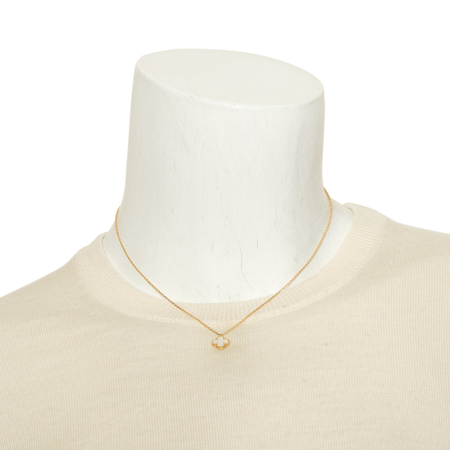 Van Cleef & Arpels 2021 18k Yellow Gold Sweet Alhambra Mother of Pearl Pendant Necklace w/ Box & Certificate