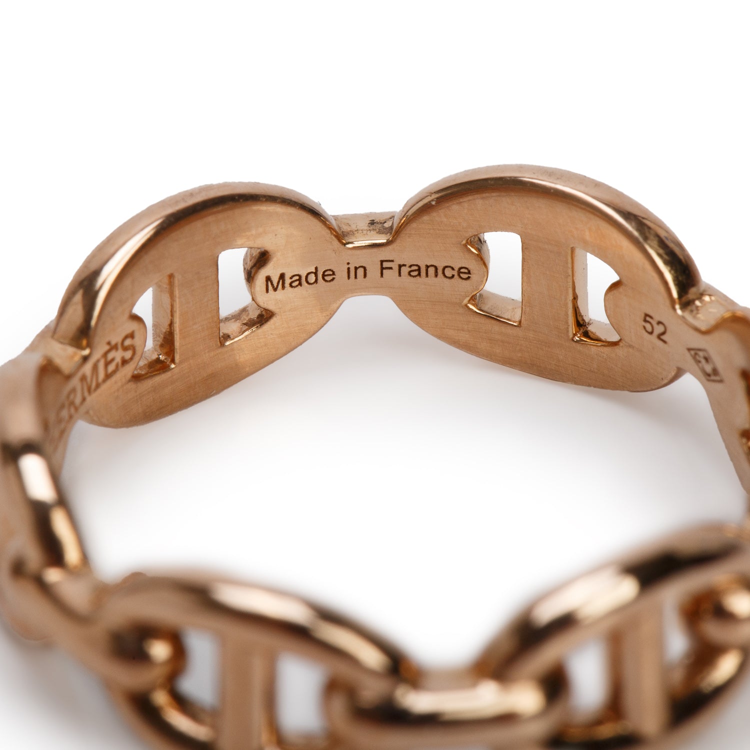 Hermes 2022 18k Rose Gold Chaine D'Ancre Enchainee Ring, Small Model, Size 52 6 w/ Box & Receipt