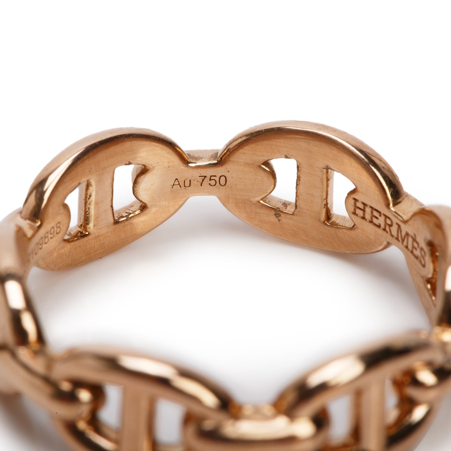 Hermes 2022 18k Rose Gold Chaine D'Ancre Enchainee Ring, Small Model, Size 52 6 w/ Box & Receipt