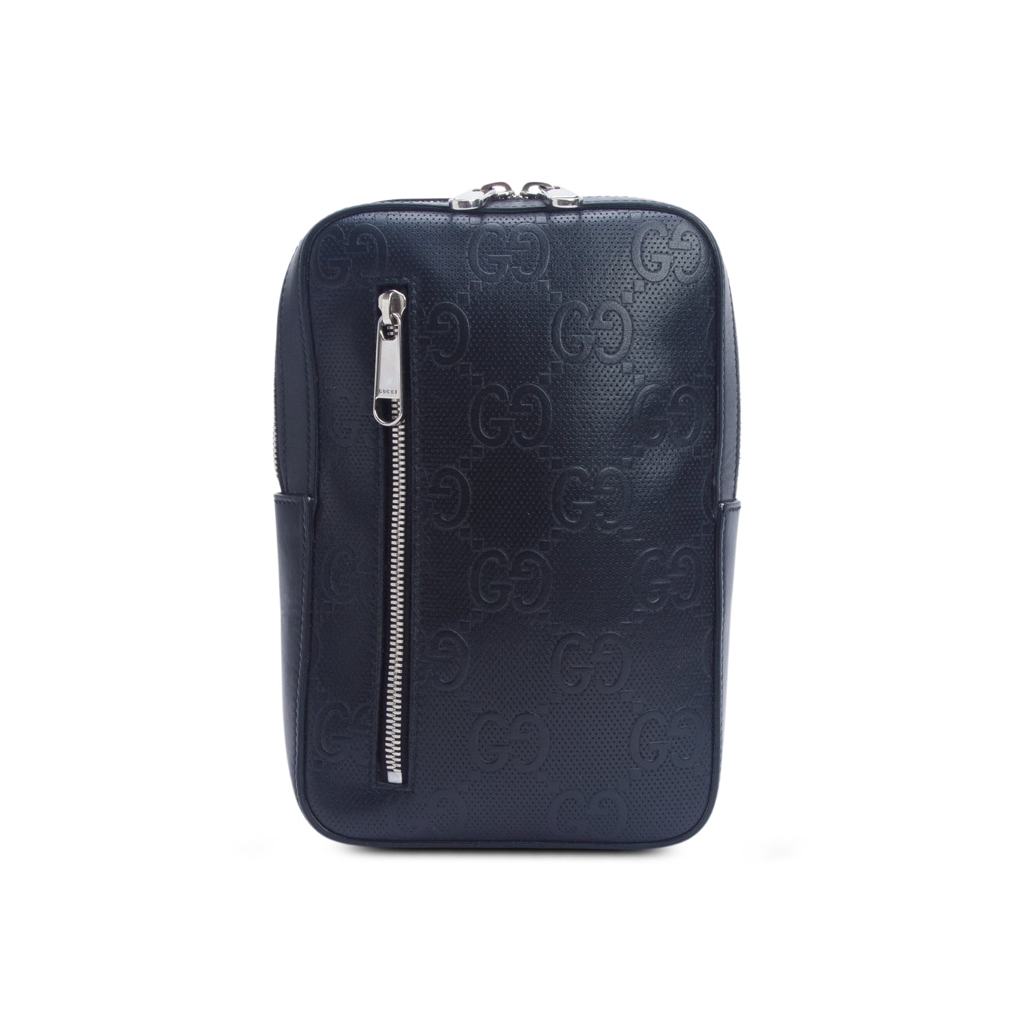 Gucci Black Calfskin GG Tennis Embossed Sling Bag
