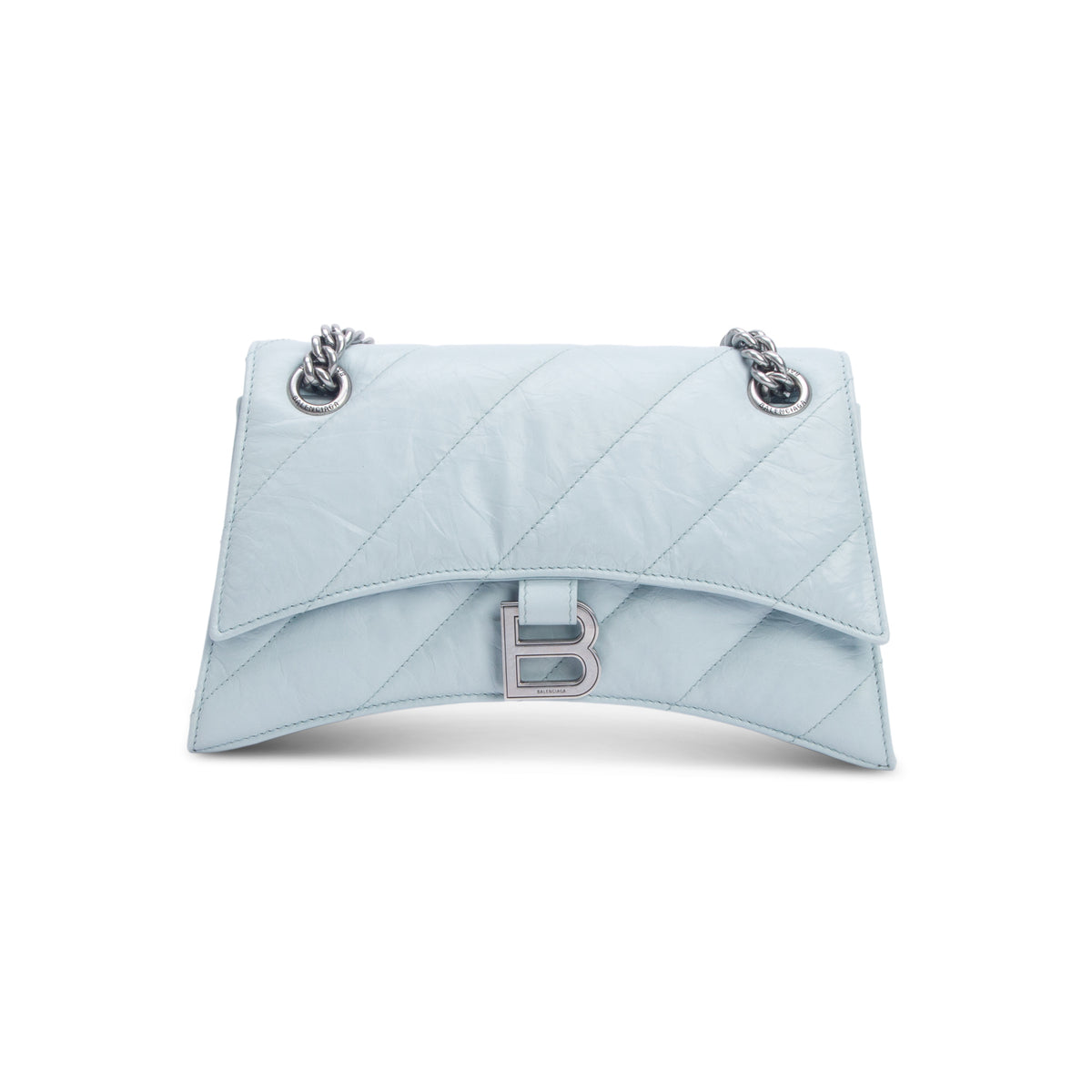 Balenciaga Blue Crushed Calfskin Quilted Small Crush Chain Bag