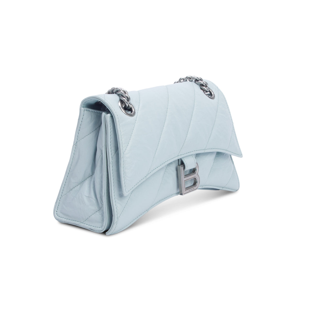 Balenciaga Blue Crushed Calfskin Quilted Small Crush Chain Bag