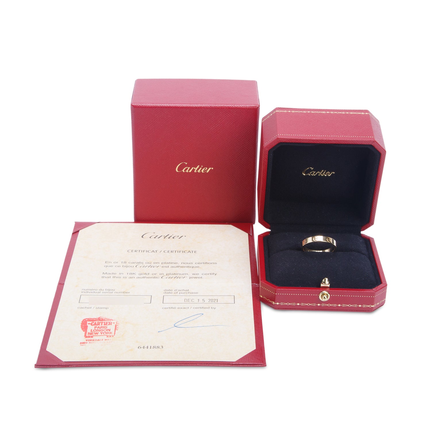 Cartier 2021 18k Yellow Gold 3.6 mm Love Wedding Band Ring, Small Model Size 59 8.75 w/ Box & Certificate
