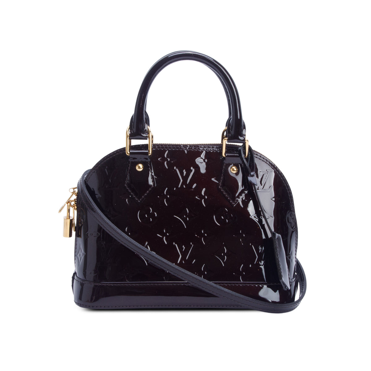 Louis Vuitton 2021 Amarante Monogram Vernis Leather Alma BB w/ Strap & Receipt