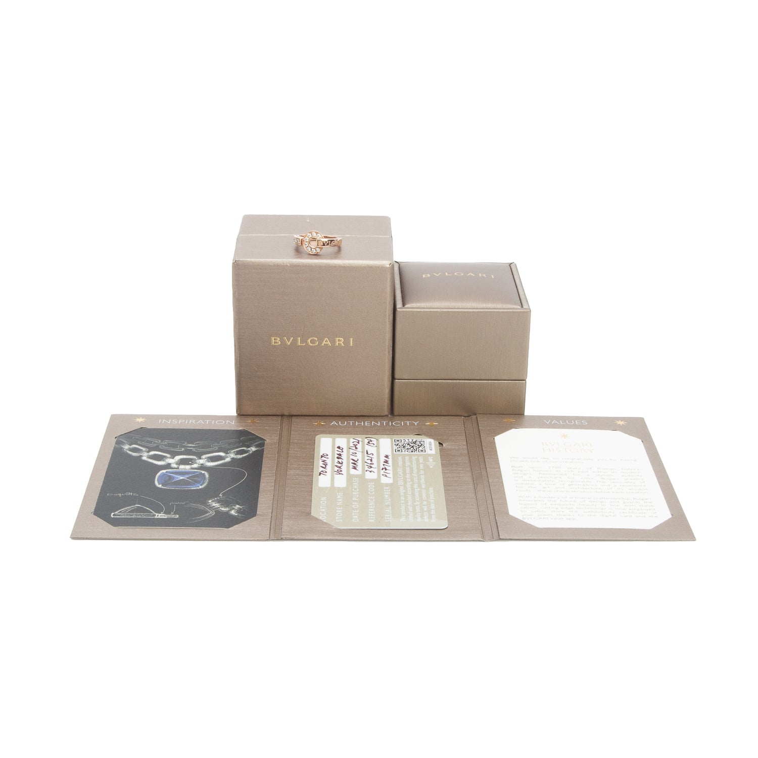 BVLGARI 2021 18k Rose Gold Diamond Bvlgari Ring, Size 6.75 w/ Box, Receipt & Certificate
