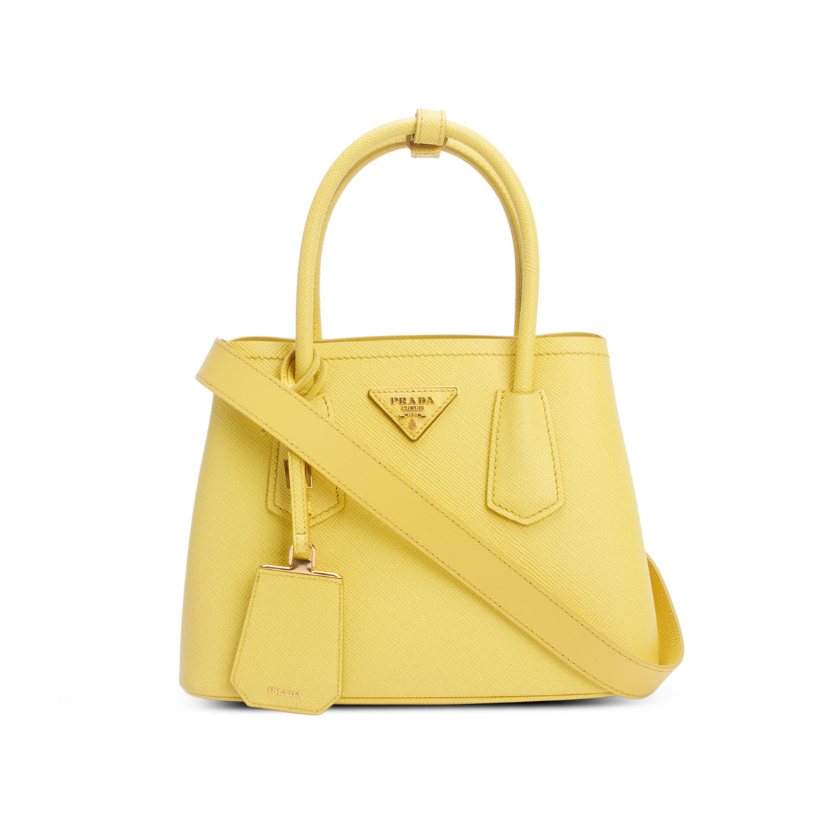 Prada Yellow Saffiano Cuir Top Handle Bag w/ Strap & Authenticity Card