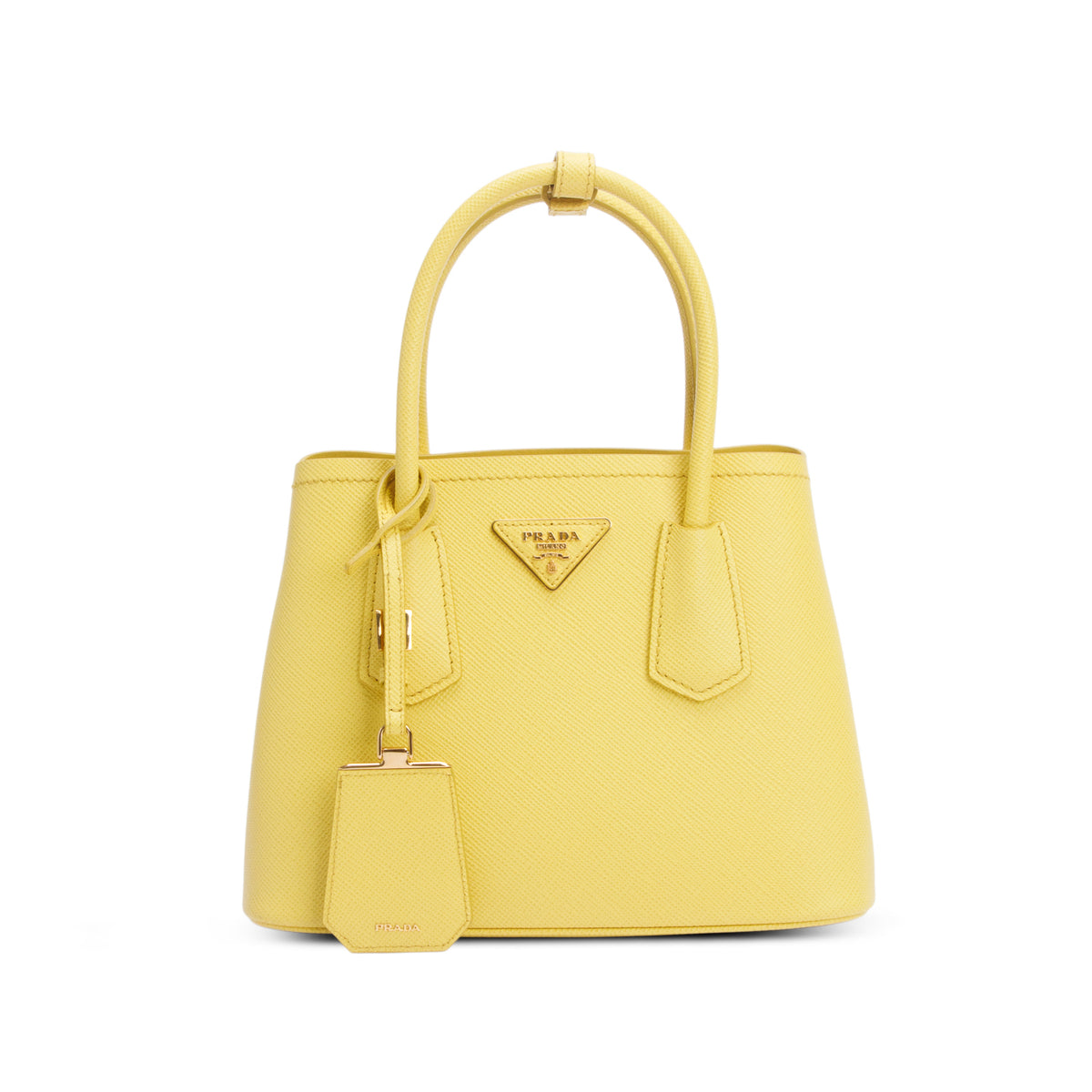 Prada Yellow Saffiano Cuir Top Handle Bag w/ Strap & Authenticity Card