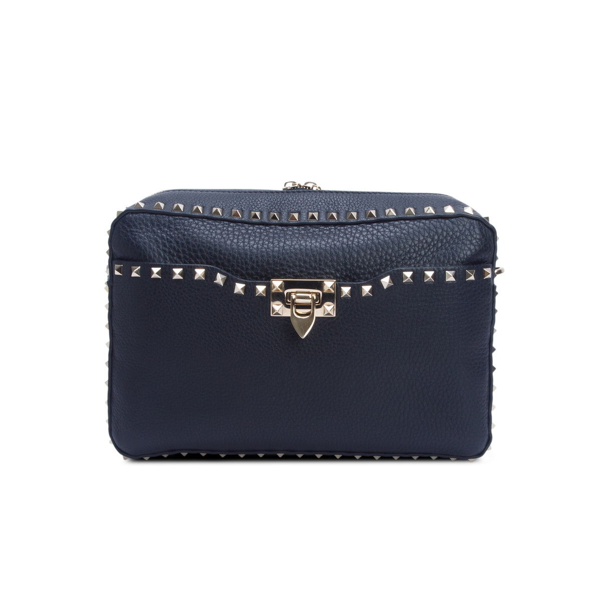 Valentino Black Grained Calfskin Rockstud Crossbody Bag