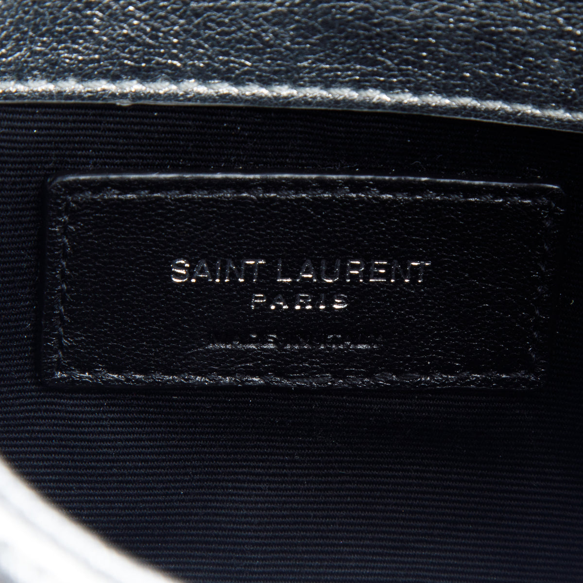 Saint Laurent 2021 Silver Metallic Small Puffer Pouch w/ Card Holder