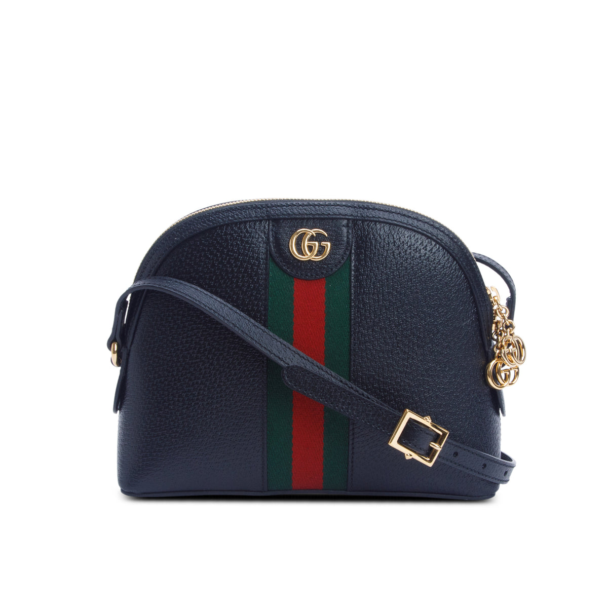 Gucci Black Dollar Calfskin Web Small Ophidia Dome Crossbody Bag