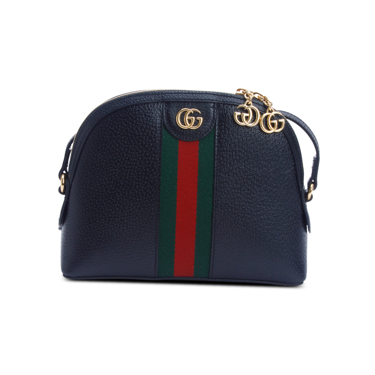Gucci Black Dollar Calfskin Web Small Ophidia Dome Crossbody Bag